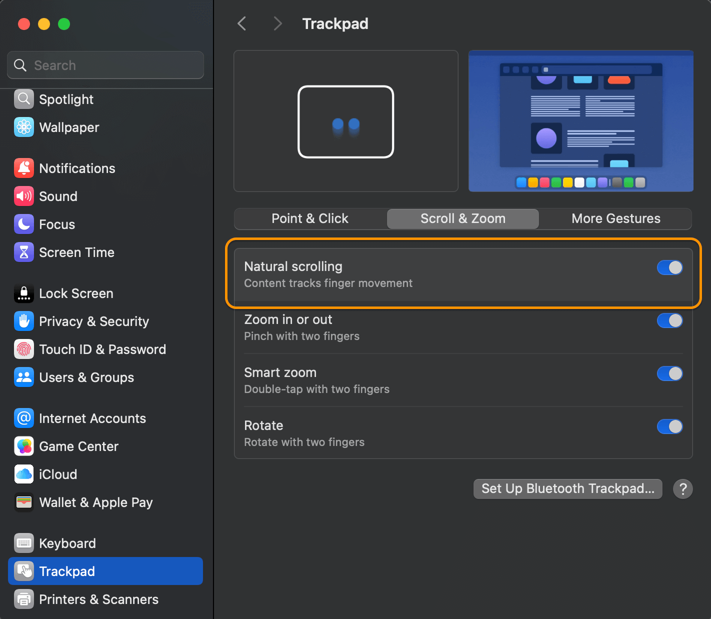 How to toggle scroll direction with Apple Script